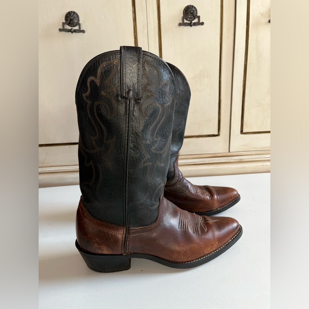 Men’s Laredo Two Tone Brown Western Cowboy Boots Size 9d 5065 87956